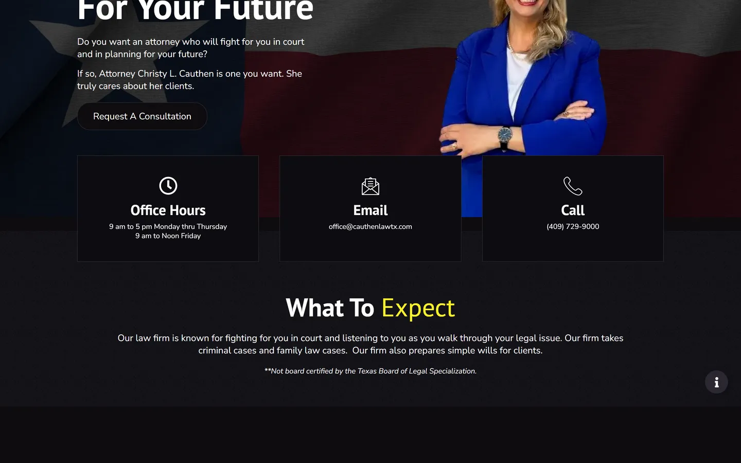 Cauthen Law website screenshot