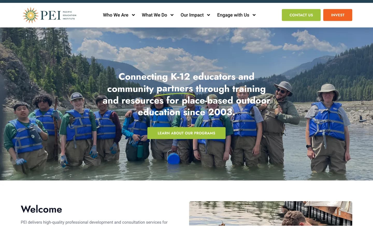 Pacific Education Institute website screenshot
